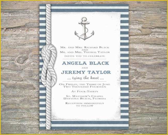 Free Nautical Invitation Templates Of Nautical Invitation Diy Printable Invite for Wedding