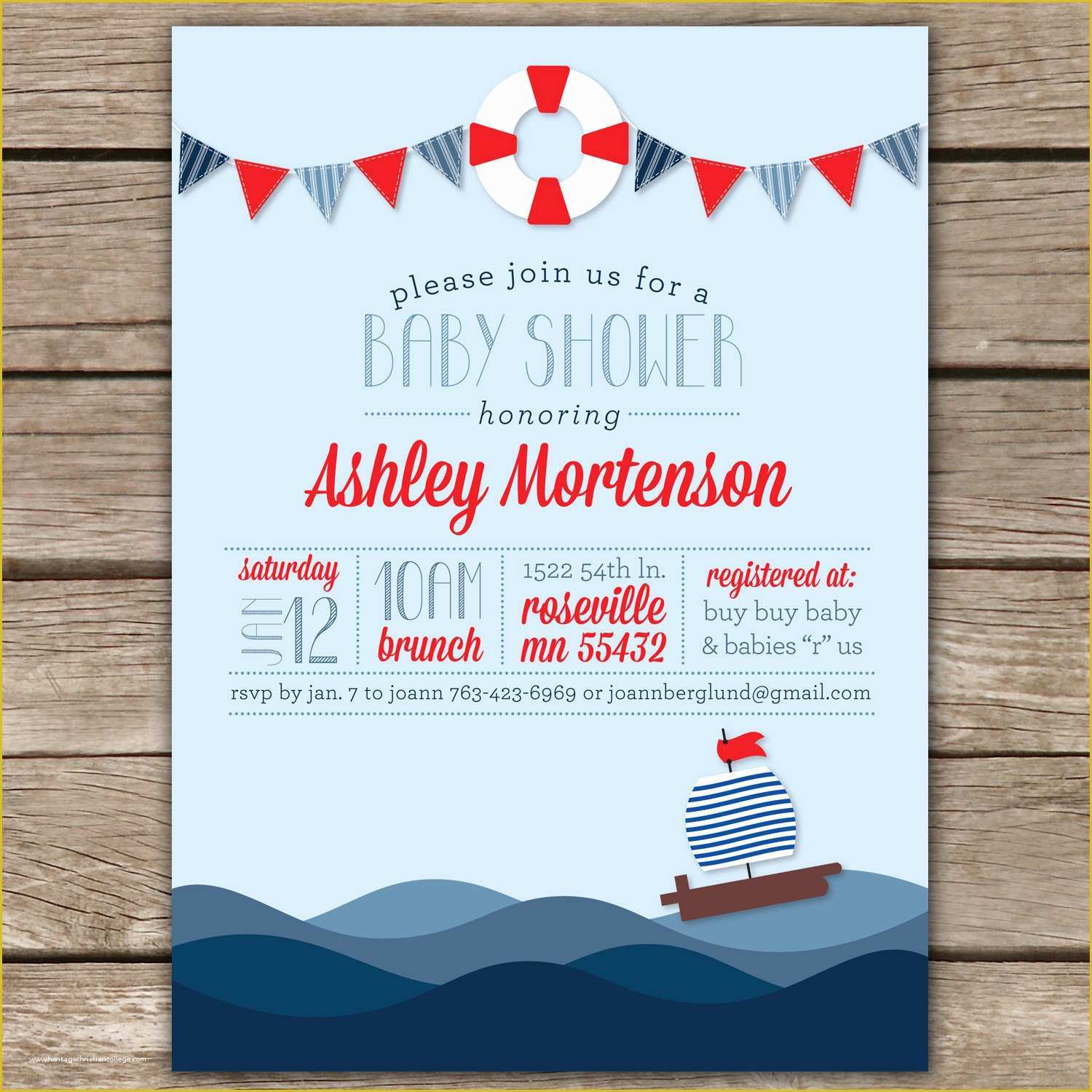 Free Nautical Invitation Templates Of Nautical Shower Ii Custom Digital Baby Shower Invitation