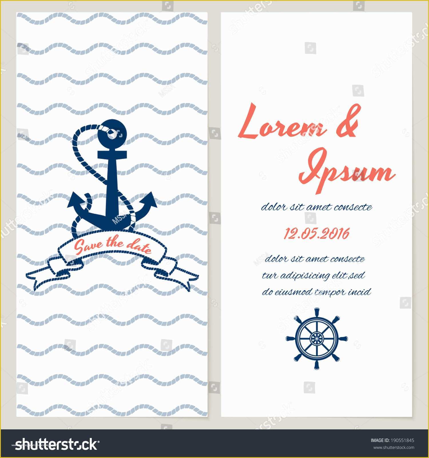 Free Nautical Invitation Templates Of Nautical Style Wedding Invitation and Save the Date