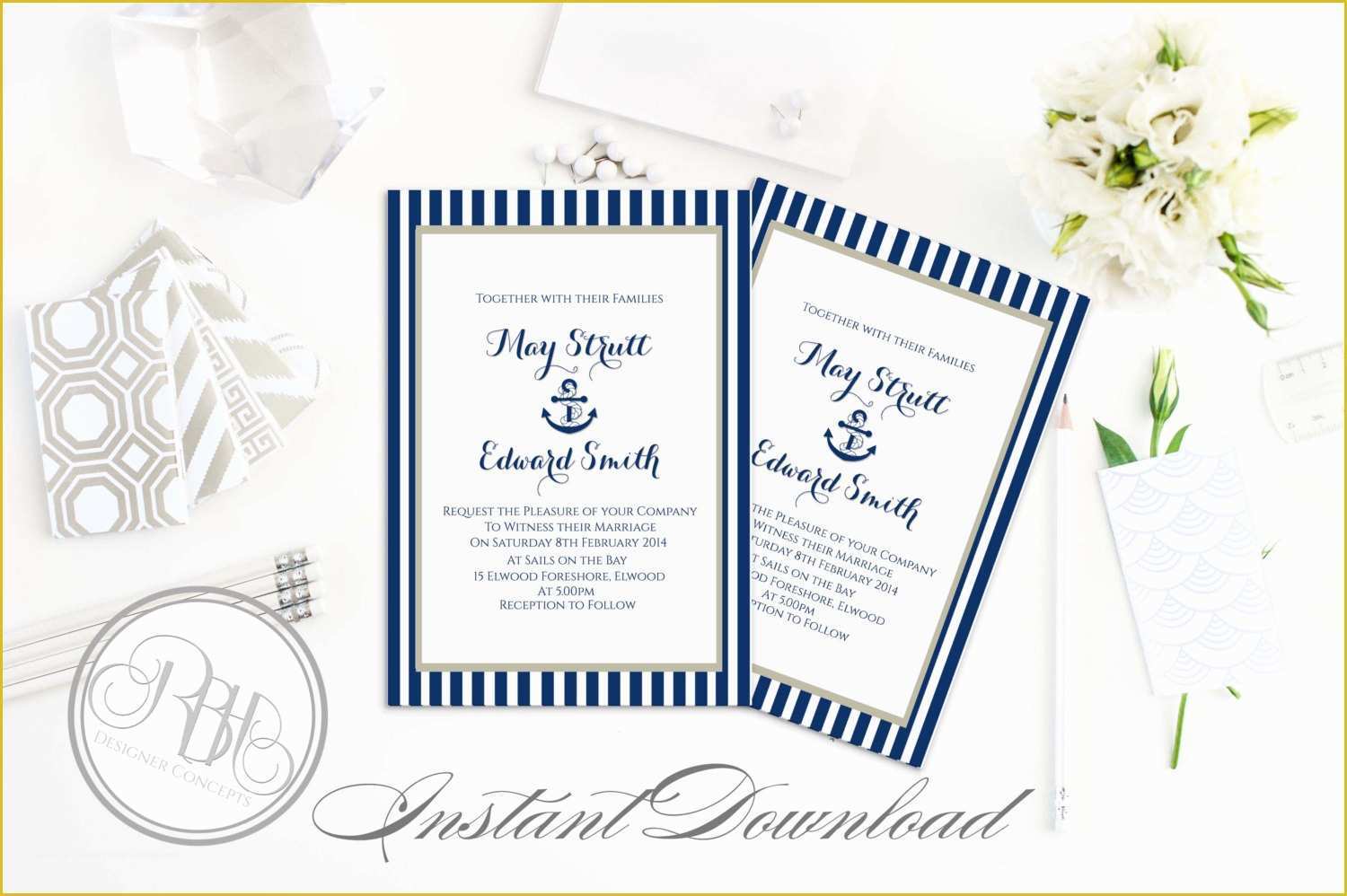 Free Nautical Invitation Templates Of Nautical Wedding Invitation Instant Download Template Pdf