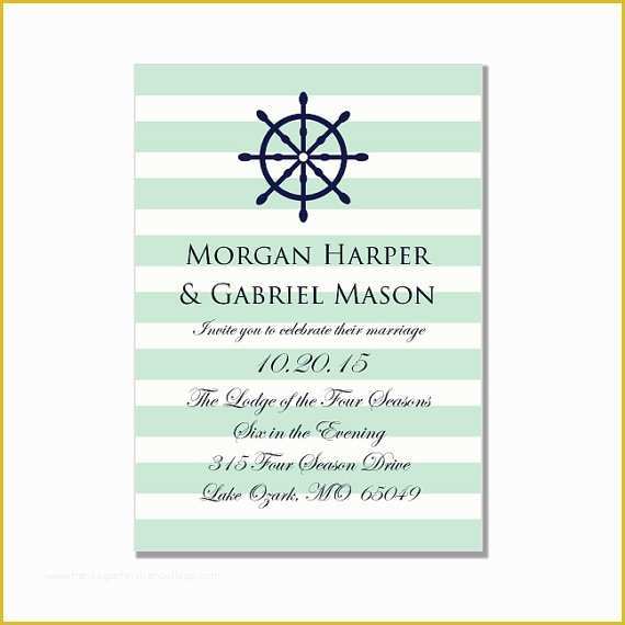 Free Nautical Invitation Templates Of Nautical Wedding Invitation Template "nautical Wheel Mint