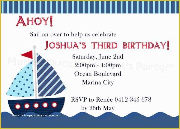 Free Nautical Invitation Templates Of Sailboat Birthday Invitations Ideas – Free Printable