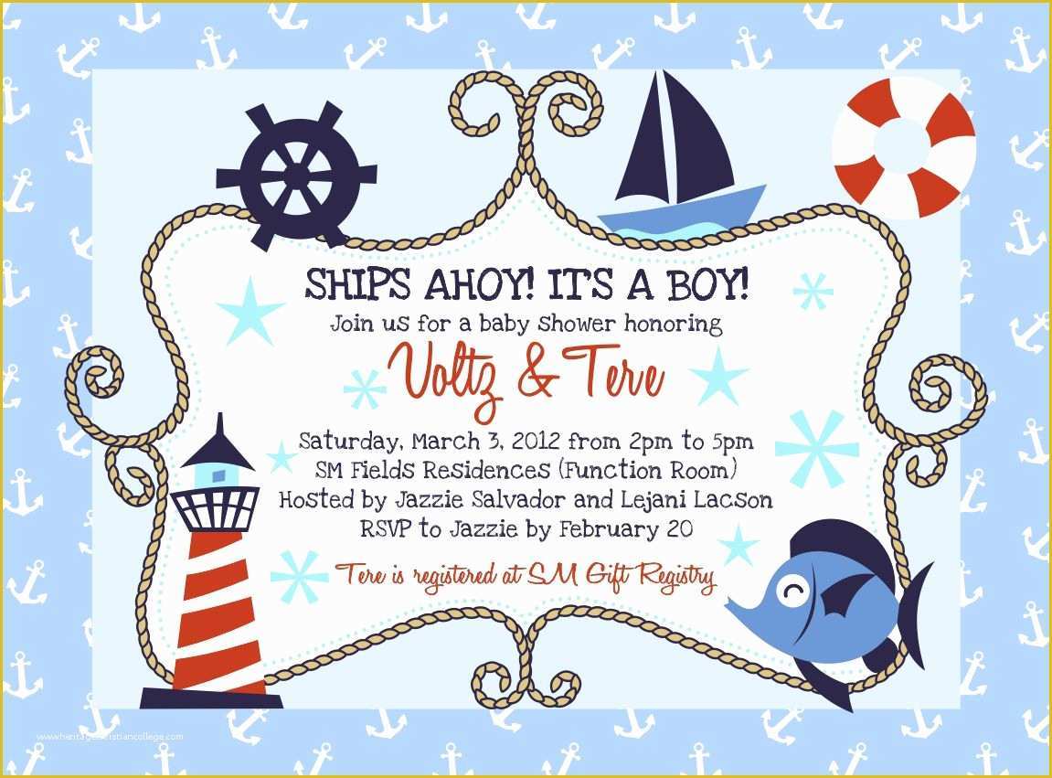 Free Nautical Invitation Templates Of Sailboat Nautical themed Baby Shower Ideas