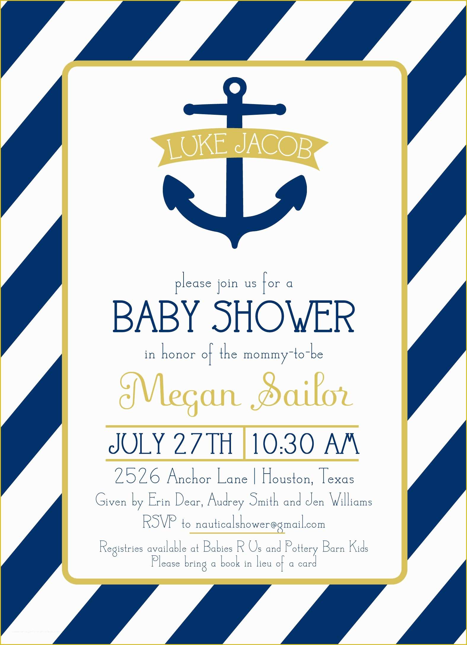 Free Nautical Invitation Templates Of the Most Favorite Collection Nautical Baby Shower