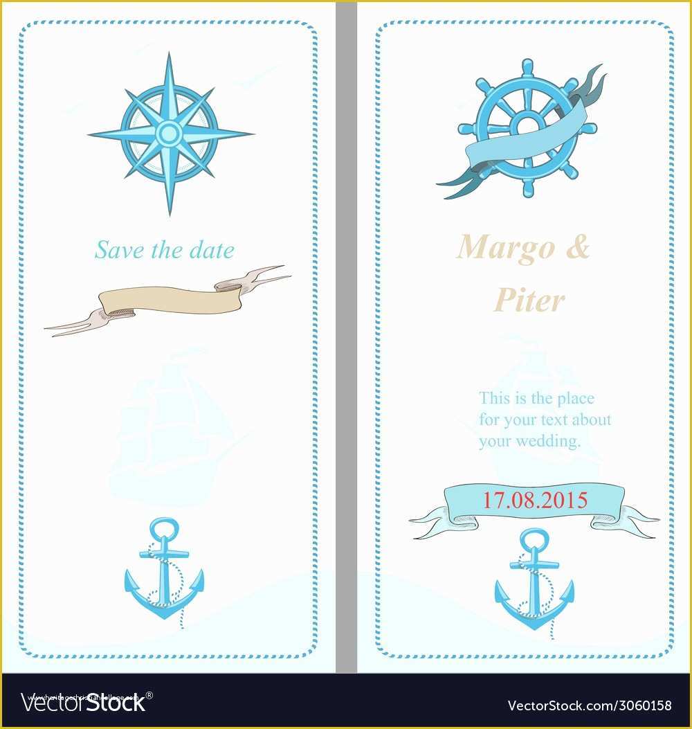 Free Nautical Invitation Templates Of Wedding Invitation Template Nautical Style Vector Image