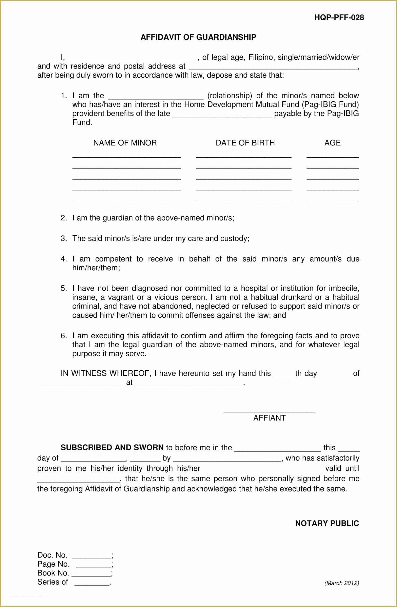 Free Nc Will Template Of Awesome Free Printable Temporary Guardianship form