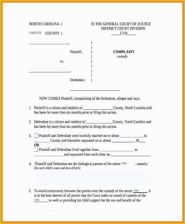 Free Nc Will Template Of Child Custody Agreement Template Nc Templates Resume