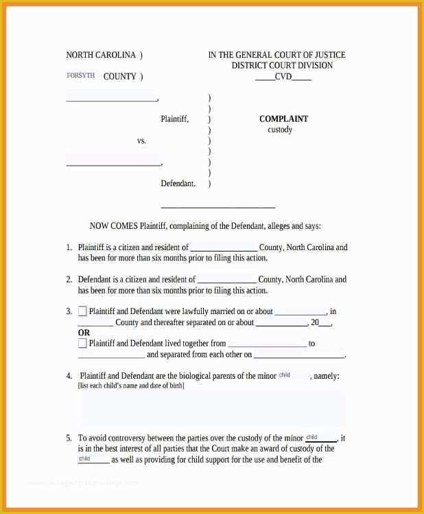 Custody Agreement Template Nc