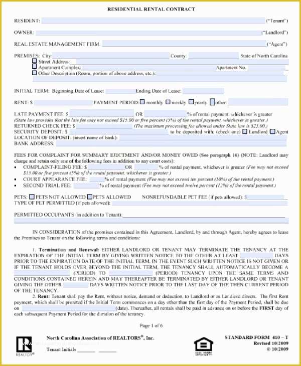 Free Nc Will Template Of Free north Carolina Residential Lease Agreement