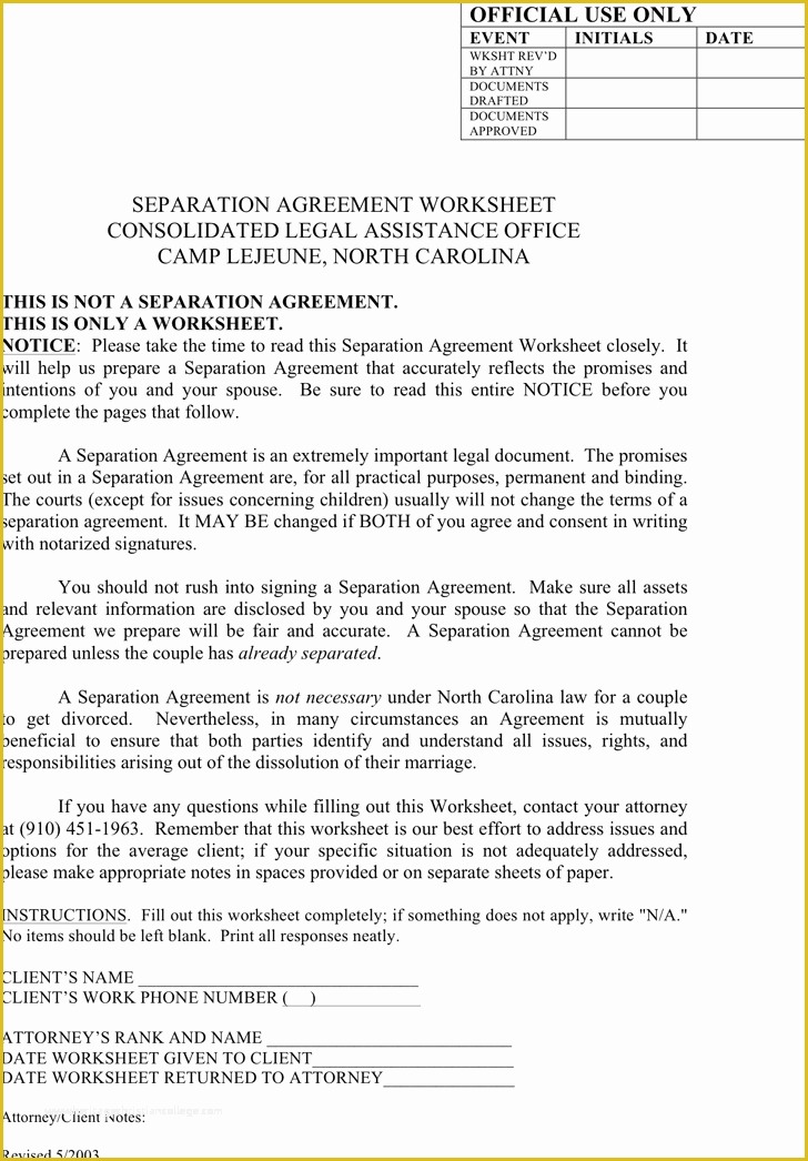 Free Nc Will Template Of Nc Separation Agreement Template
