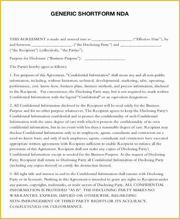 Free Nda Agreement Template Of 18 Non Disclosure Agreement Templates Free Pdf Word formats