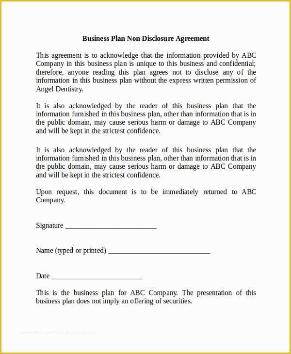 Free Nda Agreement Template Of 20 Sample Non Disclosure Agreements