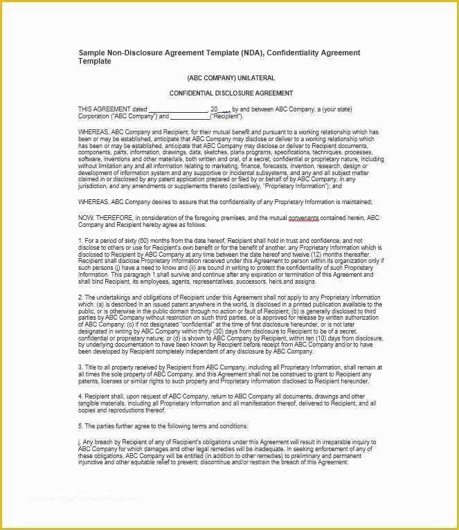 Free Nda Agreement Template Of 40 Non Disclosure Agreement Templates Samples & forms