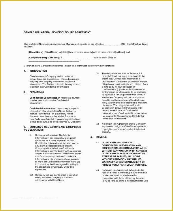 Free Nda Agreement Template Of 8 Non Disclosure and Confidentiality Agreement Templates