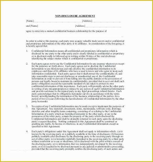 Free Nda Agreement Template Of Free Non Pete Agreement Template Simple Templates