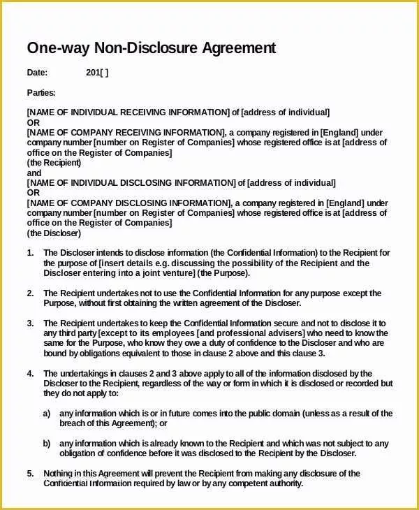 Free Nda Agreement Template Of Non Disclosure Agreement Template – 9 Free Word Pdf