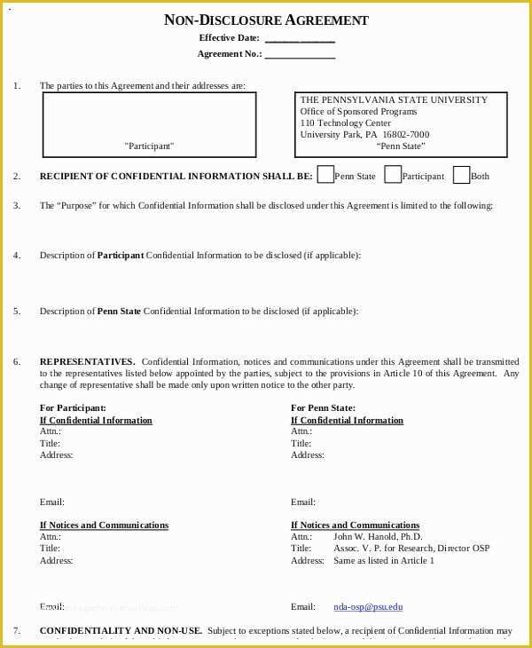 Free Nda Agreement Template Of Simple Non Disclosure Agreement form – 12 Free Word Pdf