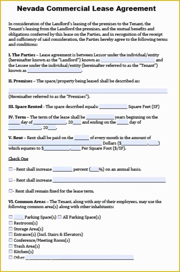 Free Nevada Will Template Of Free Nevada Mercial Lease Agreement Pdf