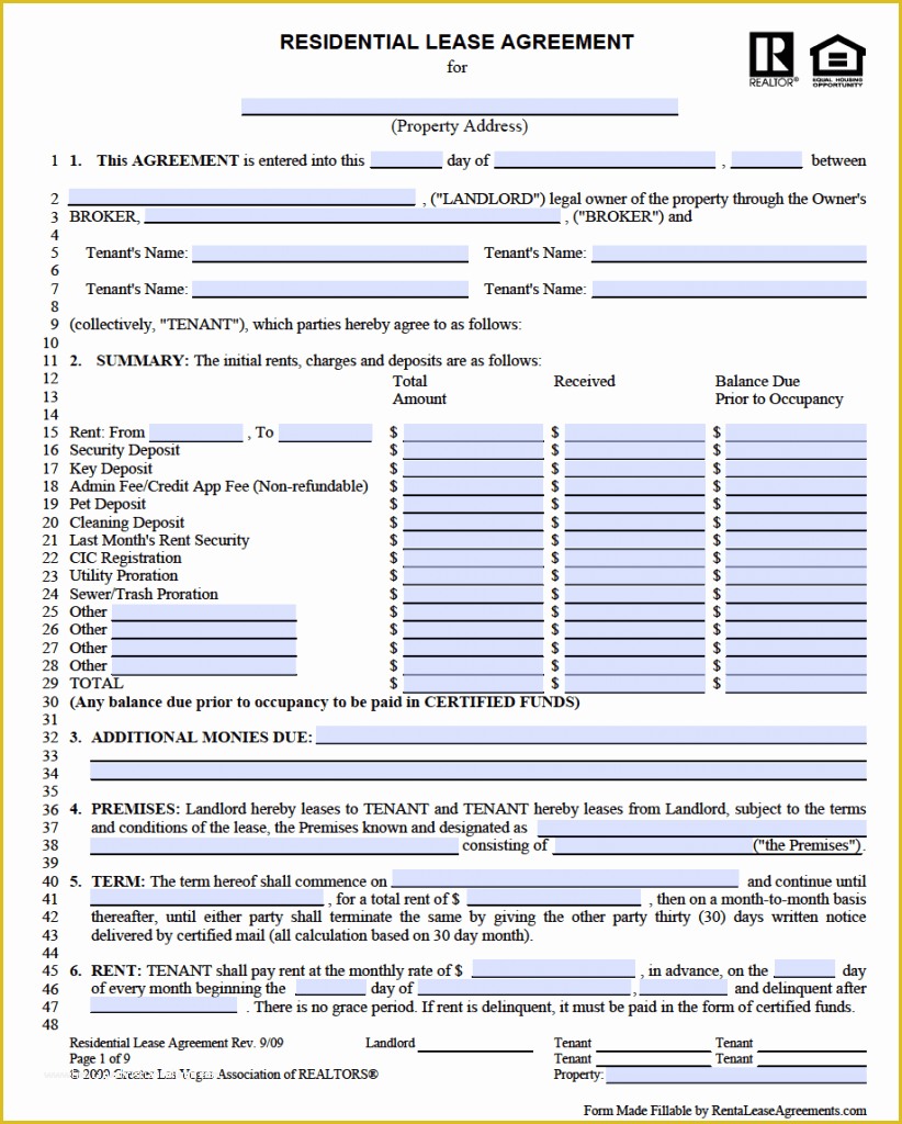 Free Nevada Will Template Of Free Nevada Residential Lease Agreement form – Pdf Template