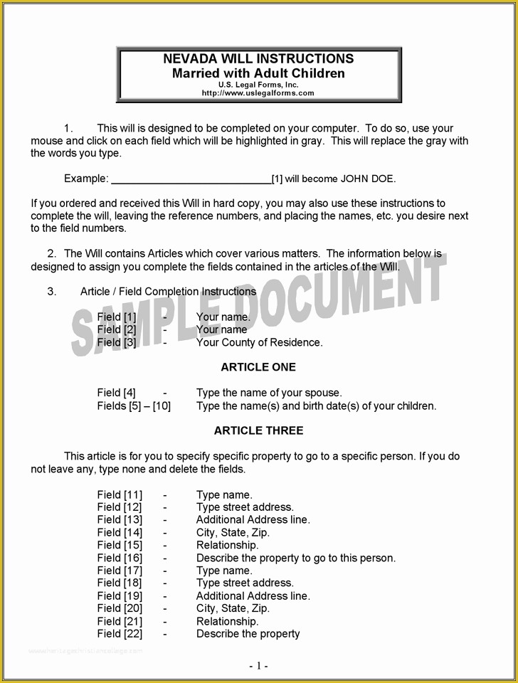 Free Nevada Will Template Of Last Will and Testament Template Free Template Download