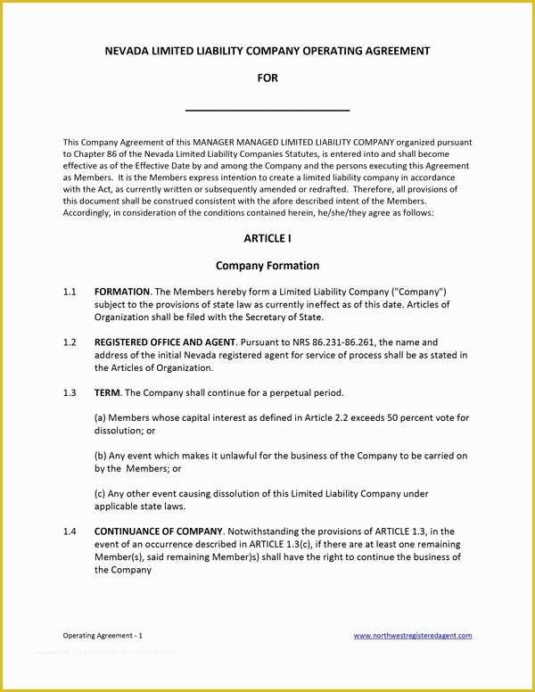 Free Nevada Will Template Of Nevada Llc Operating Agreement – Free Template