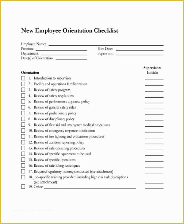 Free New Employee orientation Checklist Templates Of 16 New Employee Checklist Templates