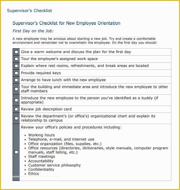 Free New Employee orientation Checklist Templates Of 26 Hr Checklist Templates Free Sample Example format