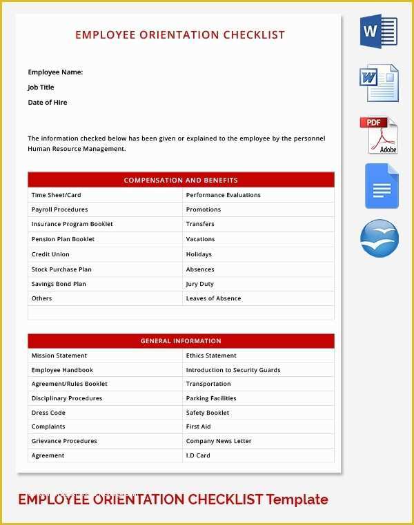 Free New Employee orientation Checklist Templates Of 30 Hr Checklist Templates Free Sample Example format