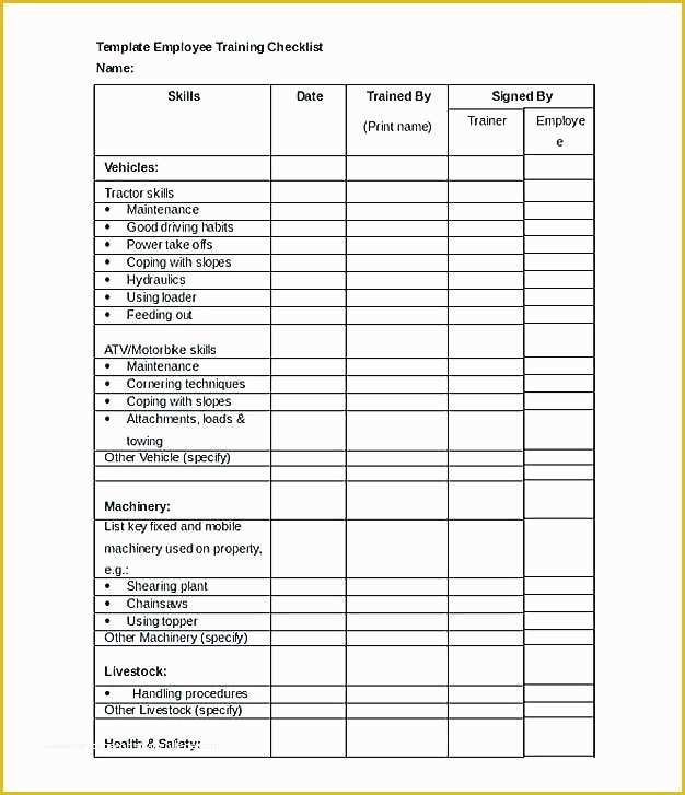 Free New Employee orientation Checklist Templates Of Employee Training Checklist Template Word format Download