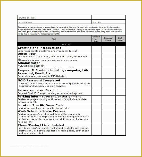 Free New Employee orientation Checklist Templates Of New Employee orientation Checklist Excel