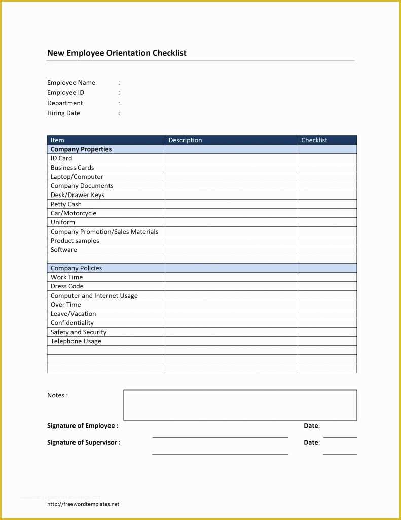 Free New Employee orientation Checklist Templates Of New Employee orientation Checklist Template