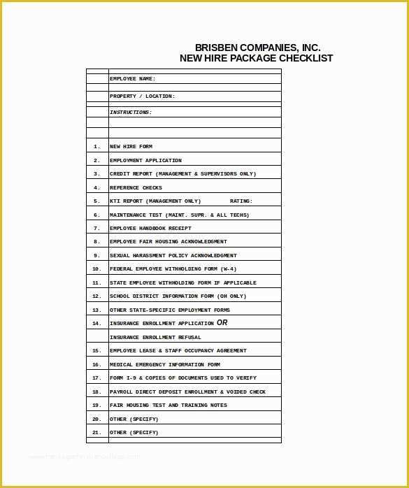 Free New Employee orientation Checklist Templates Of New Hire Checklist Template Template