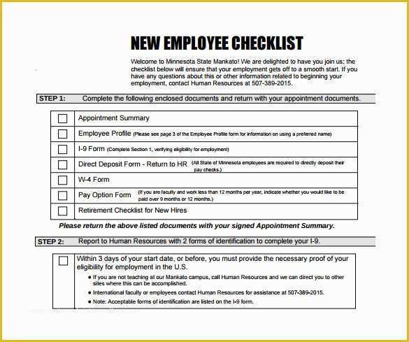Free New Employee orientation Checklist Templates Of Sample New Hire Checklist Template 11 Documents In Pdf