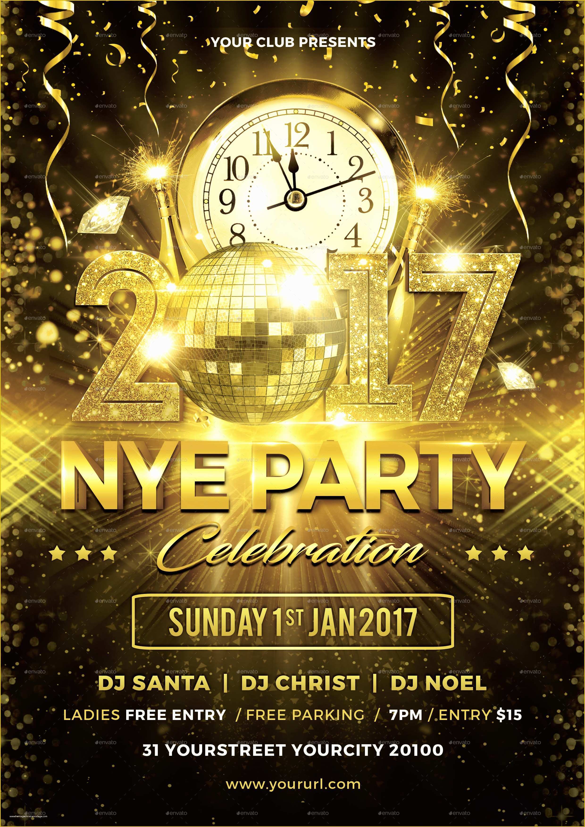 Free New Years Eve Flyer Template Of 2018 New Year Poster Vector Realistic Stock Vector