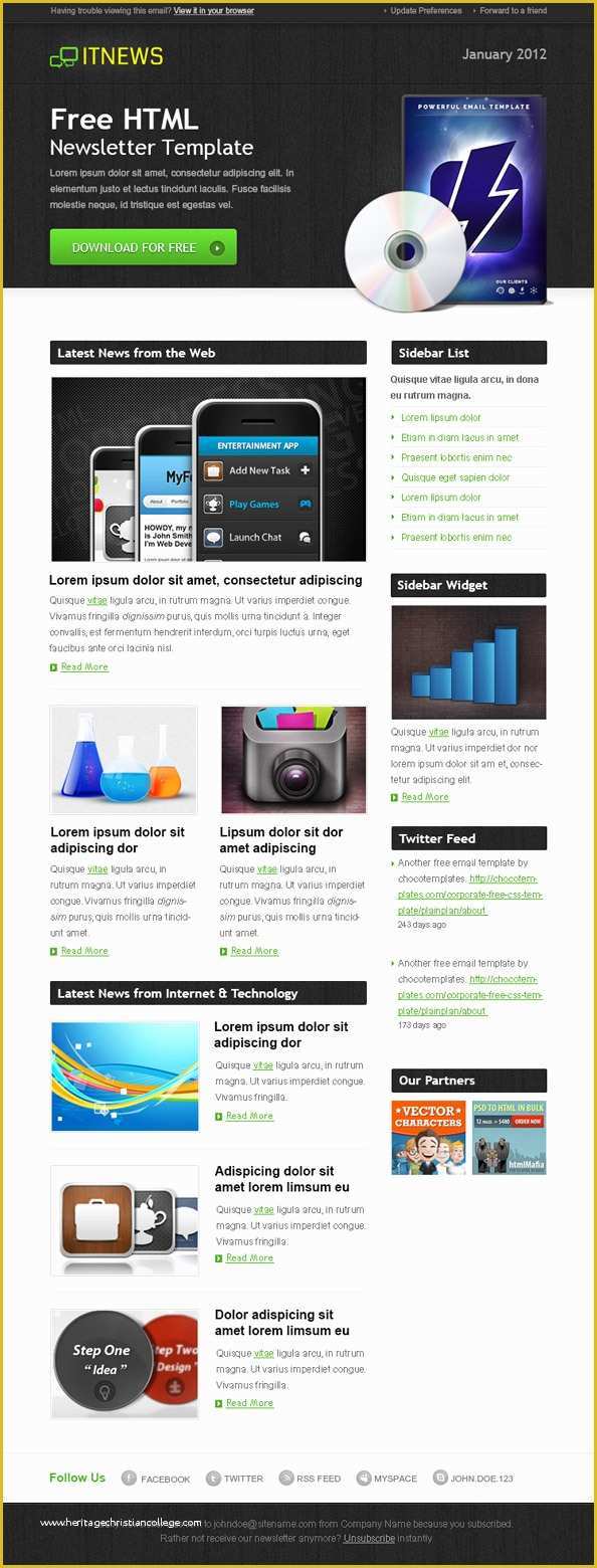 Free Newsletter Template HTML Of Free HTML Newsletter Template It News Free Mail Templates