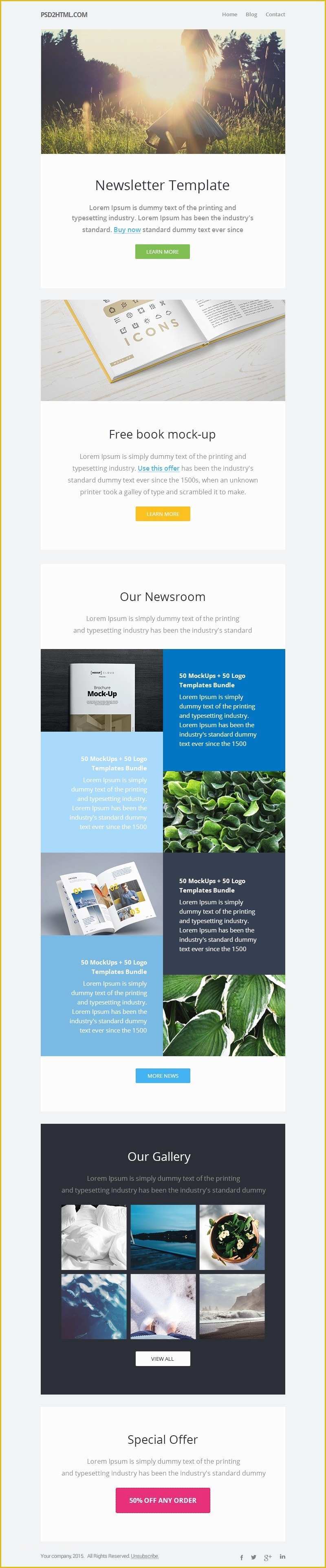 Free Newsletter Template HTML Of Free Newsletter Template Psd & HTML Graphicsfuel