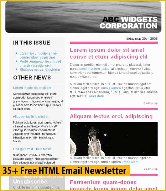 Free Newsletter Template HTML Of Visual Grapy Free Newsletter Templates