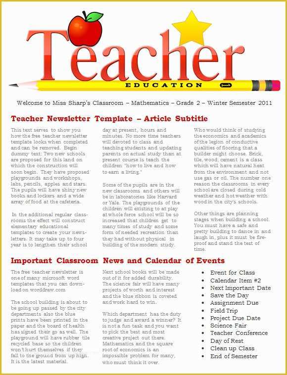 Free Newsletter Templates for Teachers Of 20 Fantastic Printable Newsletter Templates