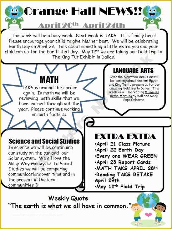 Free Newsletter Templates for Teachers Of Classroom Newsletter Template with Example