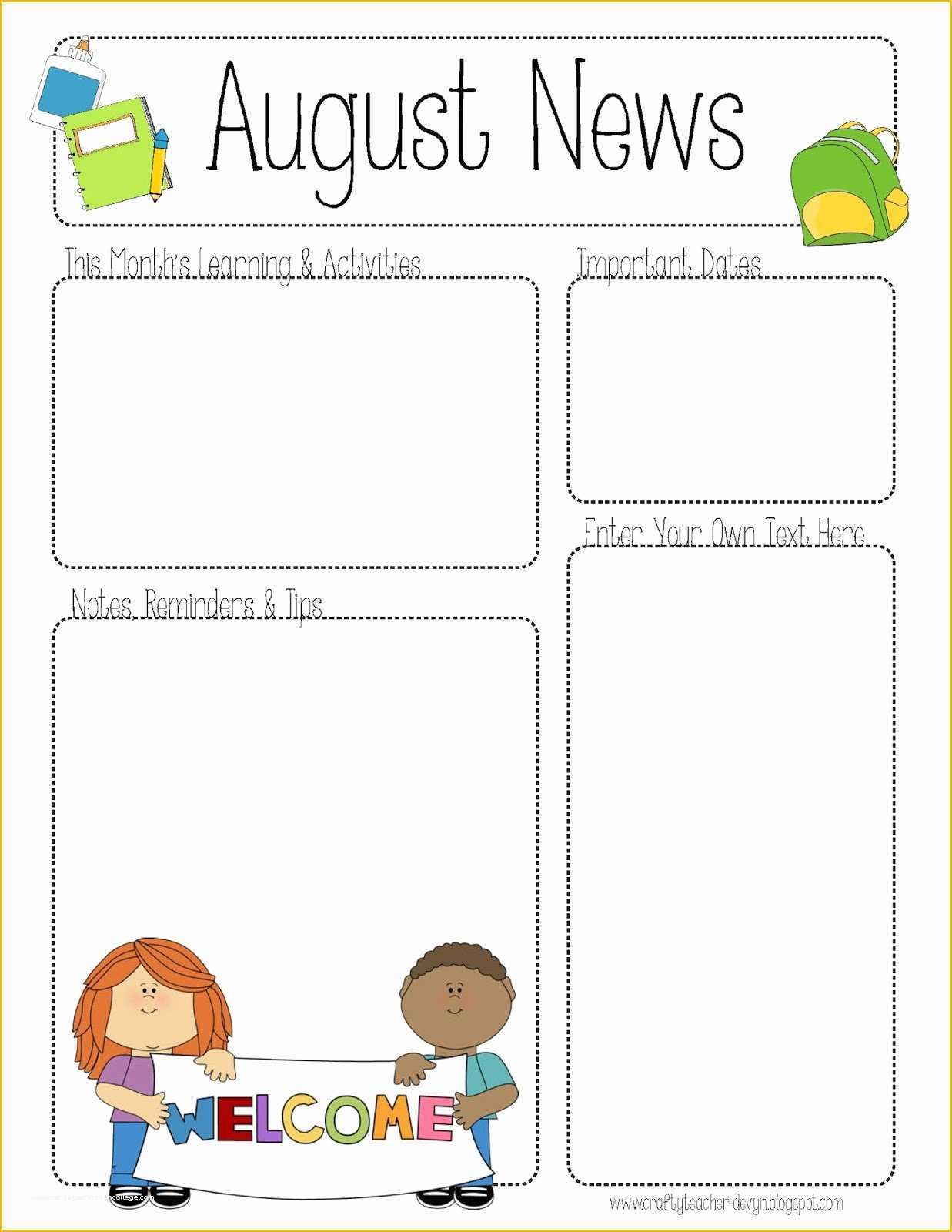 Free Newsletter Templates for Teachers Of Free Teacher Newsletter Templates Printable