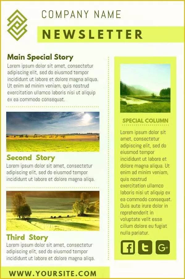 Free Newsletter Templates Of Yellow Pany Newsletter Design Template to