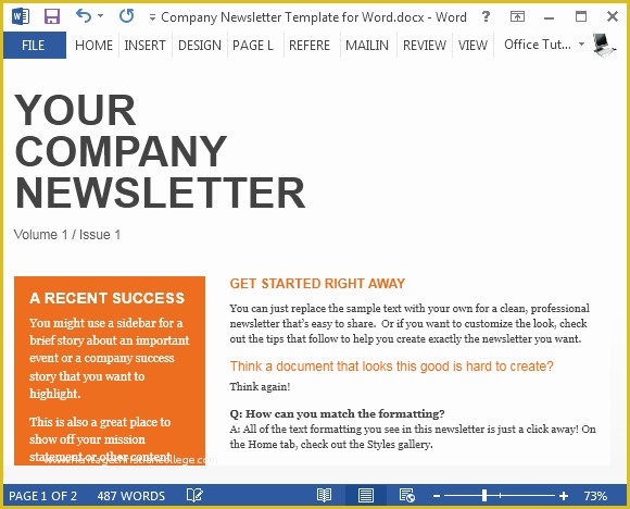 Free Newsletter Templates Word Of Free Pany Newsletter Template for Word