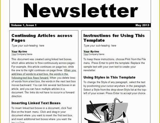 Free Newsletter Templates Word Of Newsletter Template
