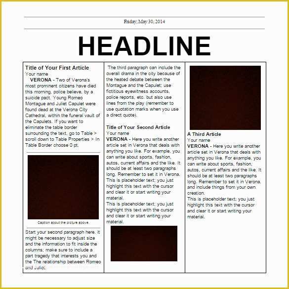 Free Newspaper Article Template Of School Newspaper Templates – 11 Free Eps Documents