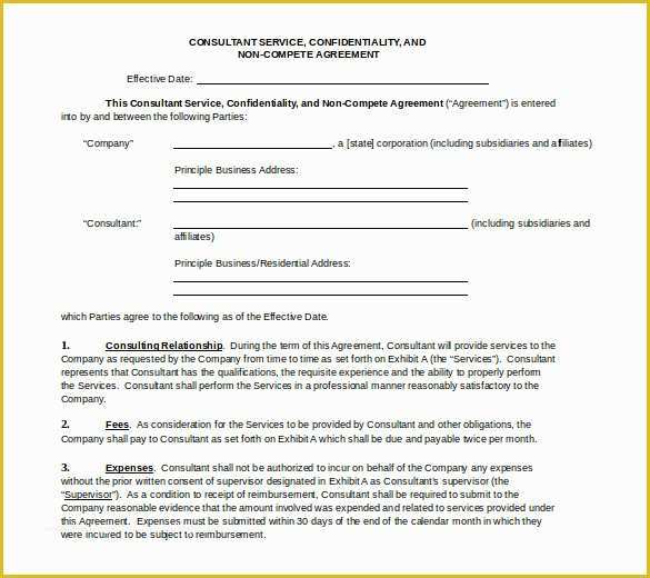 Free Non Compete Agreement Template Of 11 Word Non Pete Agreement Templates Free Download