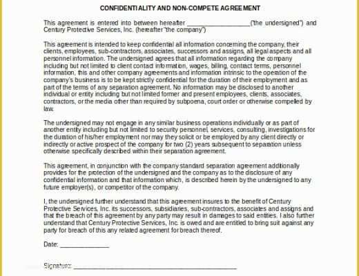 Free Non Compete Agreement Template Of 11 Word Non Pete Agreement Templates Free Download