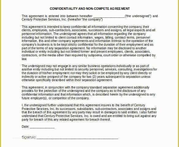 Free Non Compete Agreement Template Of 11 Word Non Pete Agreement Templates Free Download