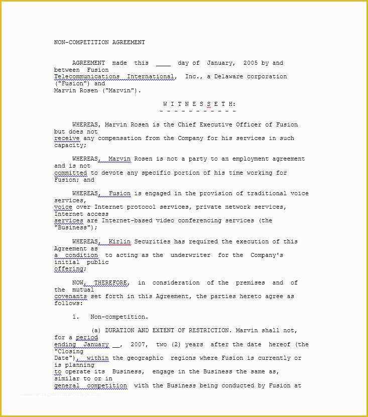 Free Non Compete Agreement Template Of 39 Ready to Use Non Pete Agreement Templates Free