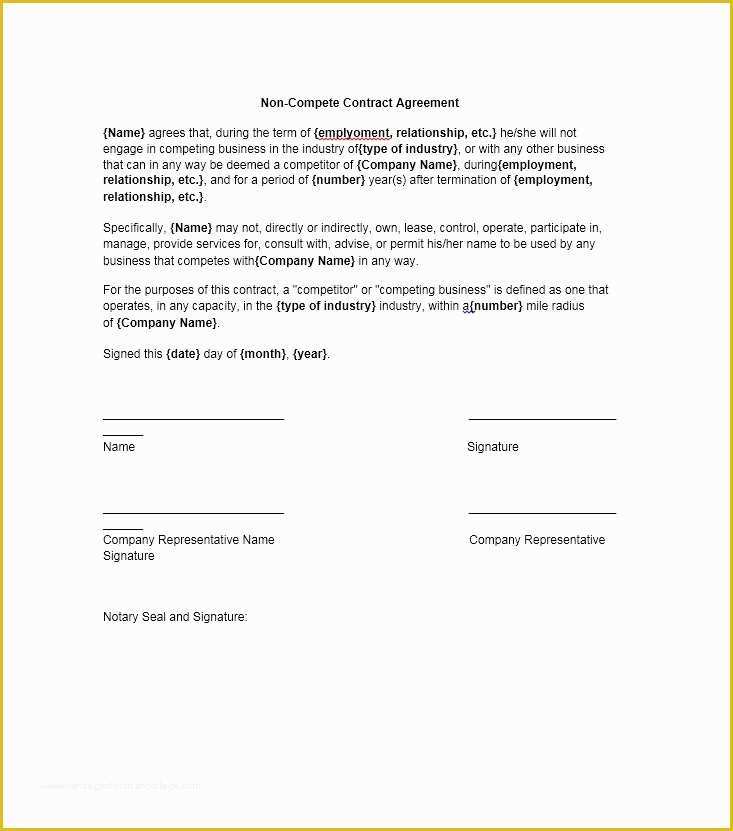 Free Non Compete Agreement Template Of 39 Ready to Use Non Pete Agreement Templates Free