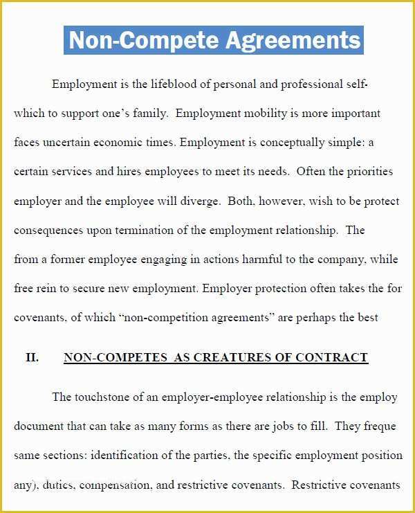 Free Non Compete Agreement Template Of 7 Sample Non Pete Agreement Templates to Download